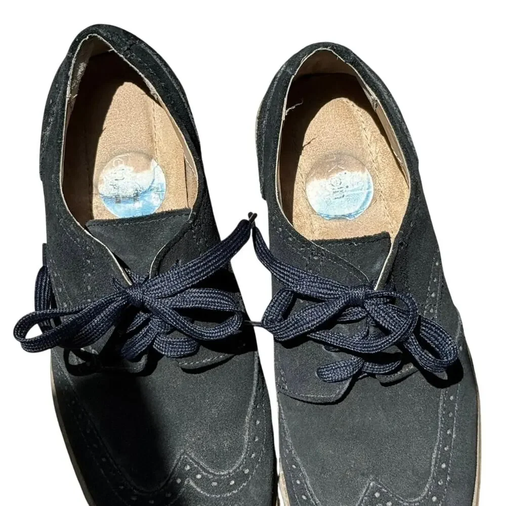 Calvin Klein Greenwich Men’s 11.5 Blue Suede Wingtip Oxford Brogue Shoes